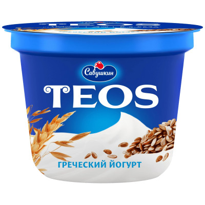 Йогурт Teos Греческий Злаки с клетчаткой льна 2%, 250г