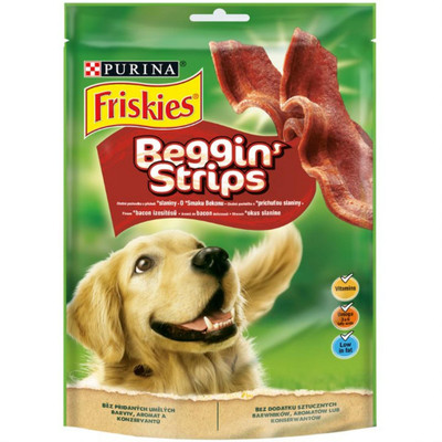 Лакомство Friskies Beggin strips c беконом для собак, 120г