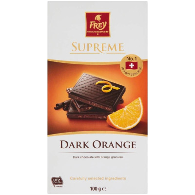 Шоколад горький с апельсиновыми гранулами Frey Supreme, 100г
