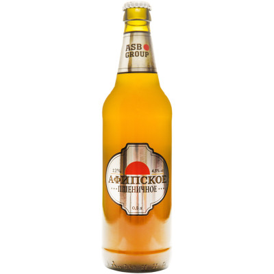 Пиво Афипское пшеничное непастеризованное нефильтрованное неосветленное 4.5%, 500мл