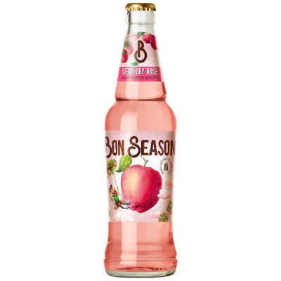 Сидр Bon Season Rose фруктовый газированный полусухой фильтрованный пастеризованный 5.7%, 400мл