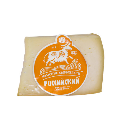 Сыр полутвёрдый Камские Сыродельни Российский срок созревания 45 суток 53%