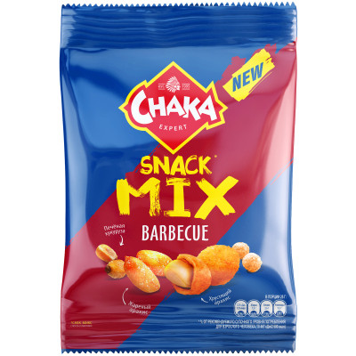 Смесь Chaka Snack Mix обжаренный арахис-зёрна кукурузы со вкусом барбекю, 50г