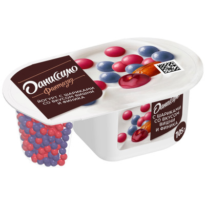 Йогурт Даниссимо Фантазия белая глазурь со вкусом вишни и финика 6.9%, 105г