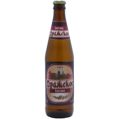 Пиво Пражское светлое фильтрованное 4%, 450мл
