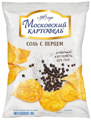Чипсы Московский картофель со вкусом соли и перца, 60г