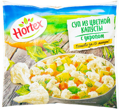 Смесь овощная Hortex Суп из цветной капусты с укропом замороженная, 400г