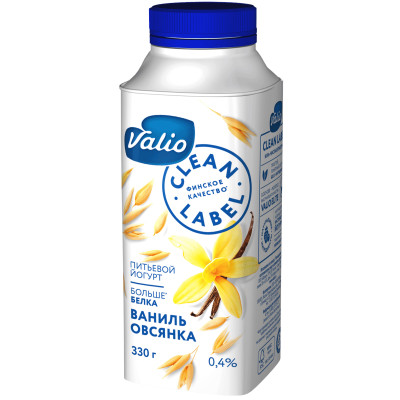 Йогурт Viola Clean Label питьевой с наполнителем ваниль-овсянка 0.4%, 330мл
