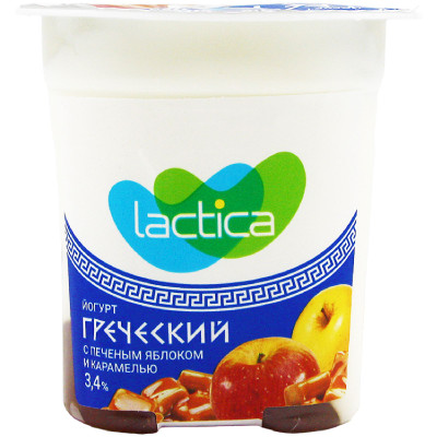 Йогурт Lactica двухслойный греческий с печеным яблоком и карамелью 3.4%, 120г
