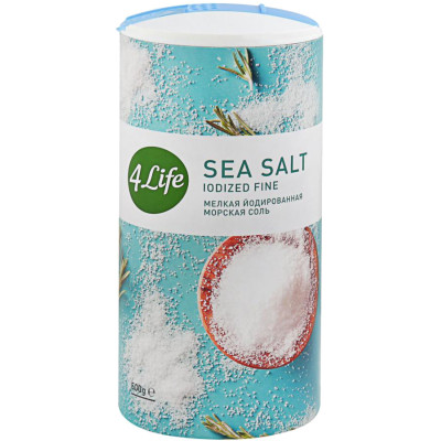 Соль 4life морская атлантическая йодированная пищевая мелкая, 500г