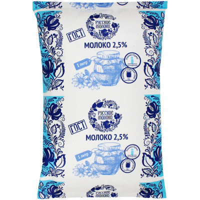 Молоко Русское Молоко ультрапастеризованное ГОСТ 2.5%, 1л