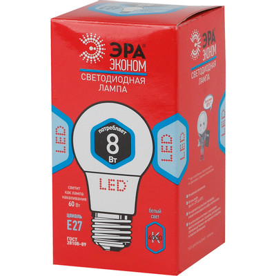 Лампа светодиодная Эра Eco LED A60 E27 8W 840