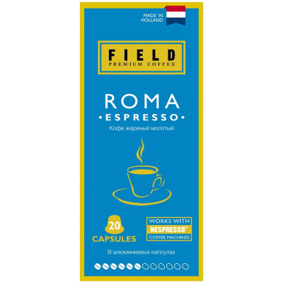 Кофе Field Nespresso Roma Espresso в капсулах, 20x5.2г