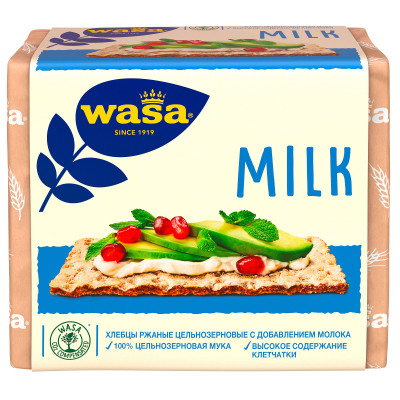 Хлебцы Wasa Milk ржаные цельнозерновые с добавлением молока, 230г