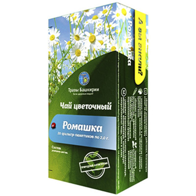Чай Травы Башкирии Ромашка цветочный в пакетиках, 20х1.47г