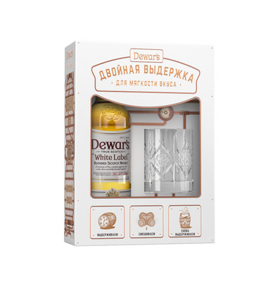 Виски Dewar's Вайт Лейбл 40% в подарочной упаковке, 700мл + бокал