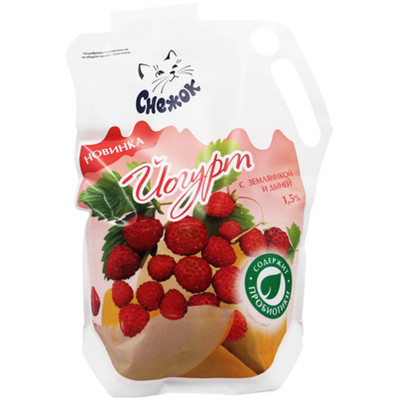 Йогурт питьевой Снежок земляника-дыня 1.5%, 900мл