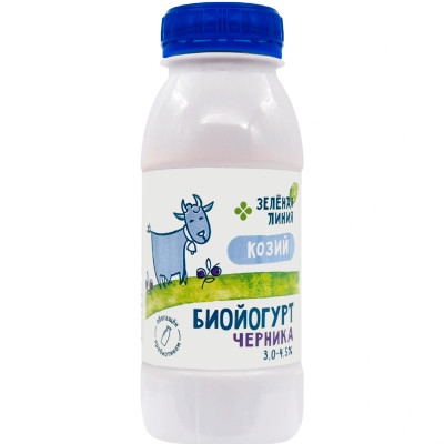 Биойогурт Черника из козьего молока с наполнителем 3%-4.5% Зелёная Линия, 230г