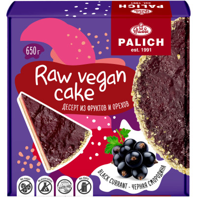 Десерт У Палыча Raw Cake сухофрукты-черная смородина замороженный, 650г