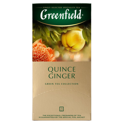 Чай Greenfield Quince Ginger зелёный японская айва в пакетиках, 25х2г