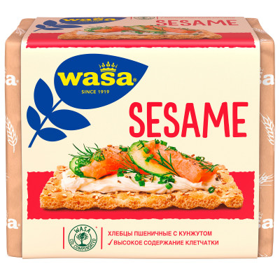 Хлебцы Wasa Sesame пшеничные с посыпкой из жареного кунжута, 200г