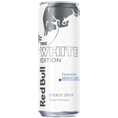 Напиток энергетический Red Bull The White Edition со вкусом кокоса и ягод безалкогольный газированный, 350мл