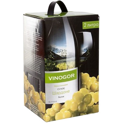 Вино Vinogor Шардоне белое сухое 10-12%, 2л