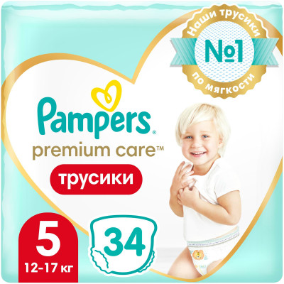 Подгузники-трусики Pampers Premium Care Pants р.5 12-17кг, 34шт