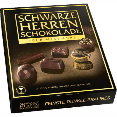 Конфеты Schwarze Herren Schokolade Dunkle Pralines Candy Ассорти с алкогольными начинками, 124г