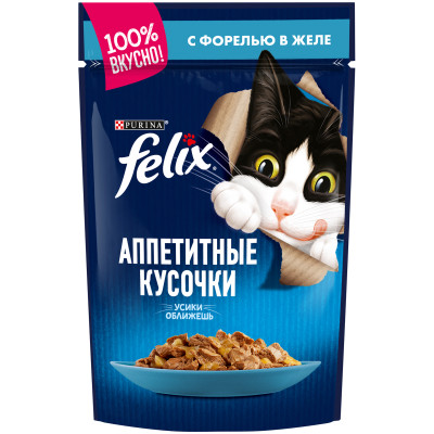 Влажный корм Felix для кошек с форелью, 85г