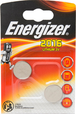 Батарейки Energizer Miniatures Lithium CR 2016 FSB2, 2шт