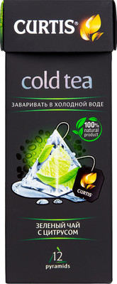 Чай Curtis Cold Tea зелёный с цитрусом в пирамидках, 12х1.7г
