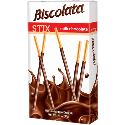 Палочки Biscolata Stix бисквитные покрытые молочным шоколадом, 40г
