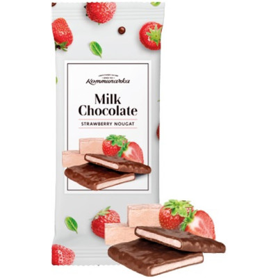 Шоколад молочный Коммунарка Milk Chocolate Strawberry Nougat с клубничной нугой, 80г