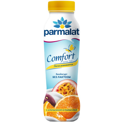 Биойогурт Parmalat Comfort Апельсин-Маракуйя безлактозный 1.5%, 290мл