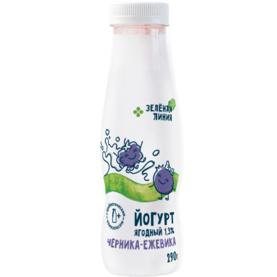 Йогурт Черника-ежевика с пробиотиками 1.3%  Зелёная Линия, 290г