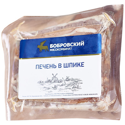 Печень Бобровский МК в шпике копчёно-варёная
