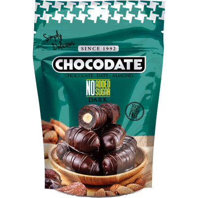 Конфеты Chocodate финики с миндалем в темном шоколаде без сахара, 100г