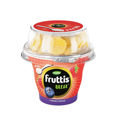 Продукт йогуртный Fruttis Вкусный перерыв малина-черника 2.5%, 165+10г