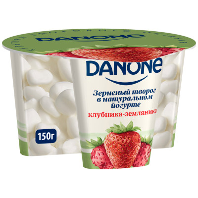 Творог Danone клубника-земляника в йогурте зернёный 5%, 150г
