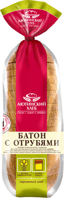 Батон Аютинский Хлеб пшеничный с отрубями нарезка, 440г
