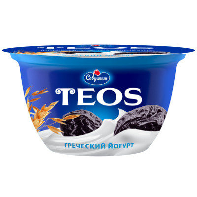 Йогурт Teos Греческий Чернослив-Злаки 2%, 140г