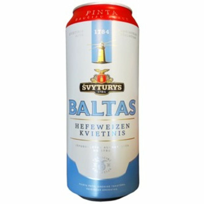 Пиво Svyturus Балтас светлое нефильтрованное 5%, 568мл
