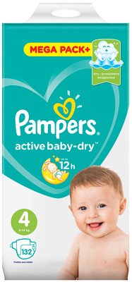 Подгузники Pampers Active Baby-Dry р.4 9-14кг, 132шт