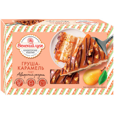 Торт Венский цех груша-карамель, 420г