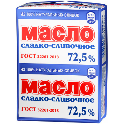 Масло Ополье сладко-сливочное Крестьянское 72.5%, 180г