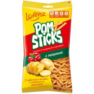 Чипсы картофельные соломкой Pomsticks с паприкой, 100г
