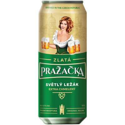 Пиво Prazacka Злата светлое 4.9%, 500мл