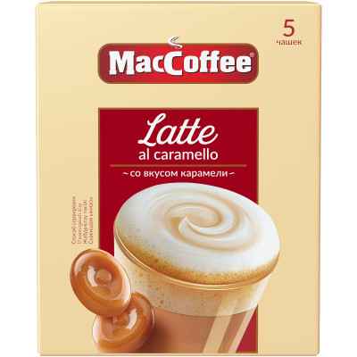 Напиток кофейный Maccoffee Latte 3в1 растворимый со вкусом карамели, 110г