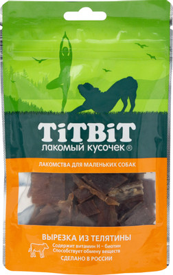 Лакомство TiTBiT вырезка из телятины вяленая для собак, 50г